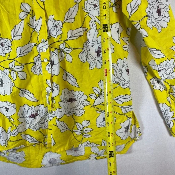 Kut From The Kloth Yellow Floral Button Up Long‎ Sleeve Shirt - Size XL - Picture 7 of 8